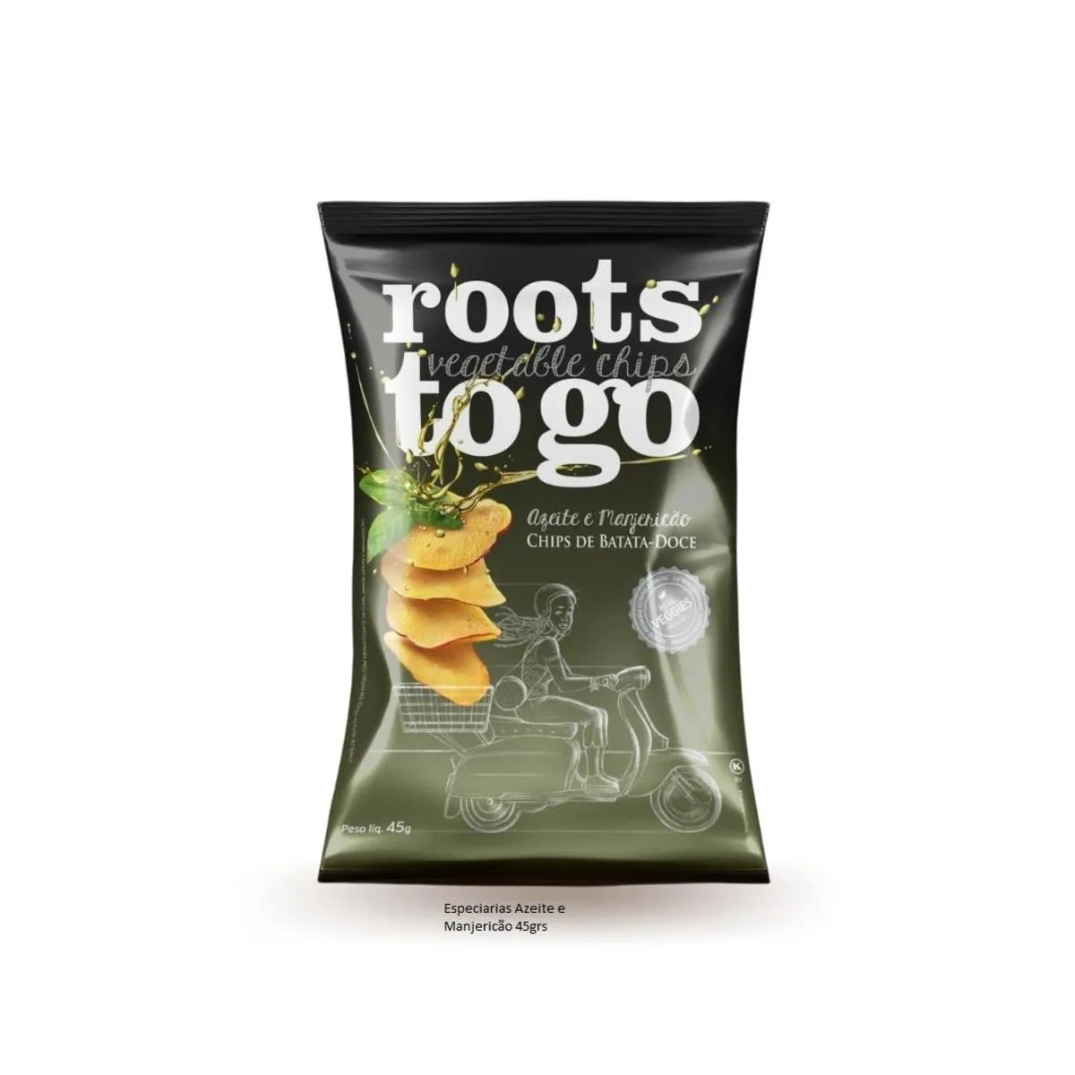 Chips Vegano Roots to Go Batata Doce com Azeite e Manjericão 45g