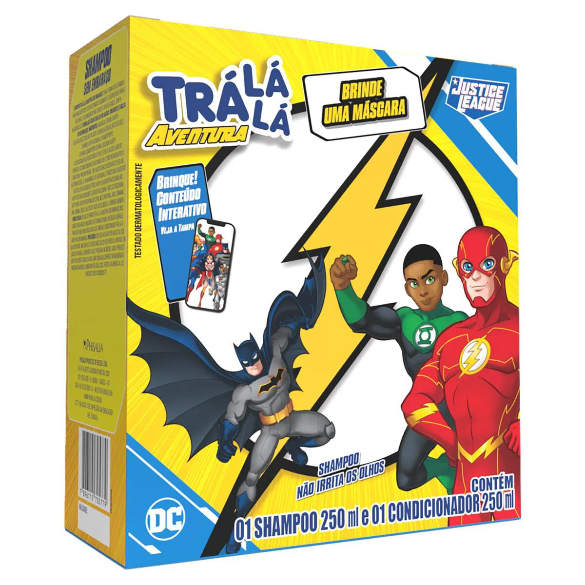 Kit Shampoo e Condicionador Infantil Trá Lá Lá Aventura Justice League Sem Embaraço 250ml cada