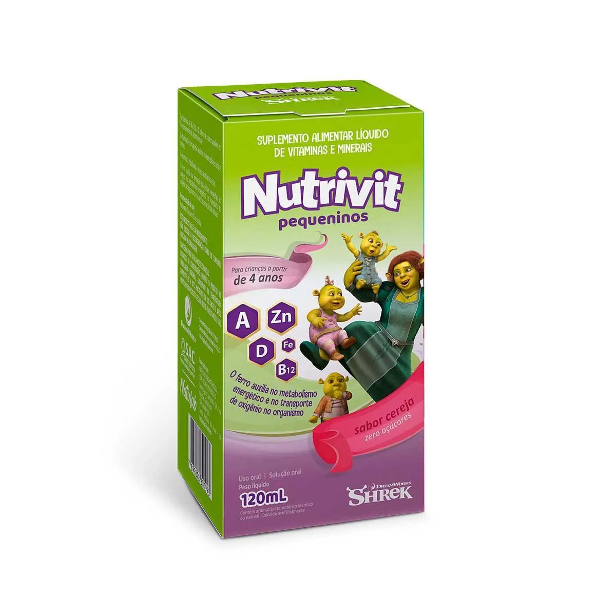 Polivitamínico Nutrivit Pequeninos Shrek Cereja Infantil 120ml