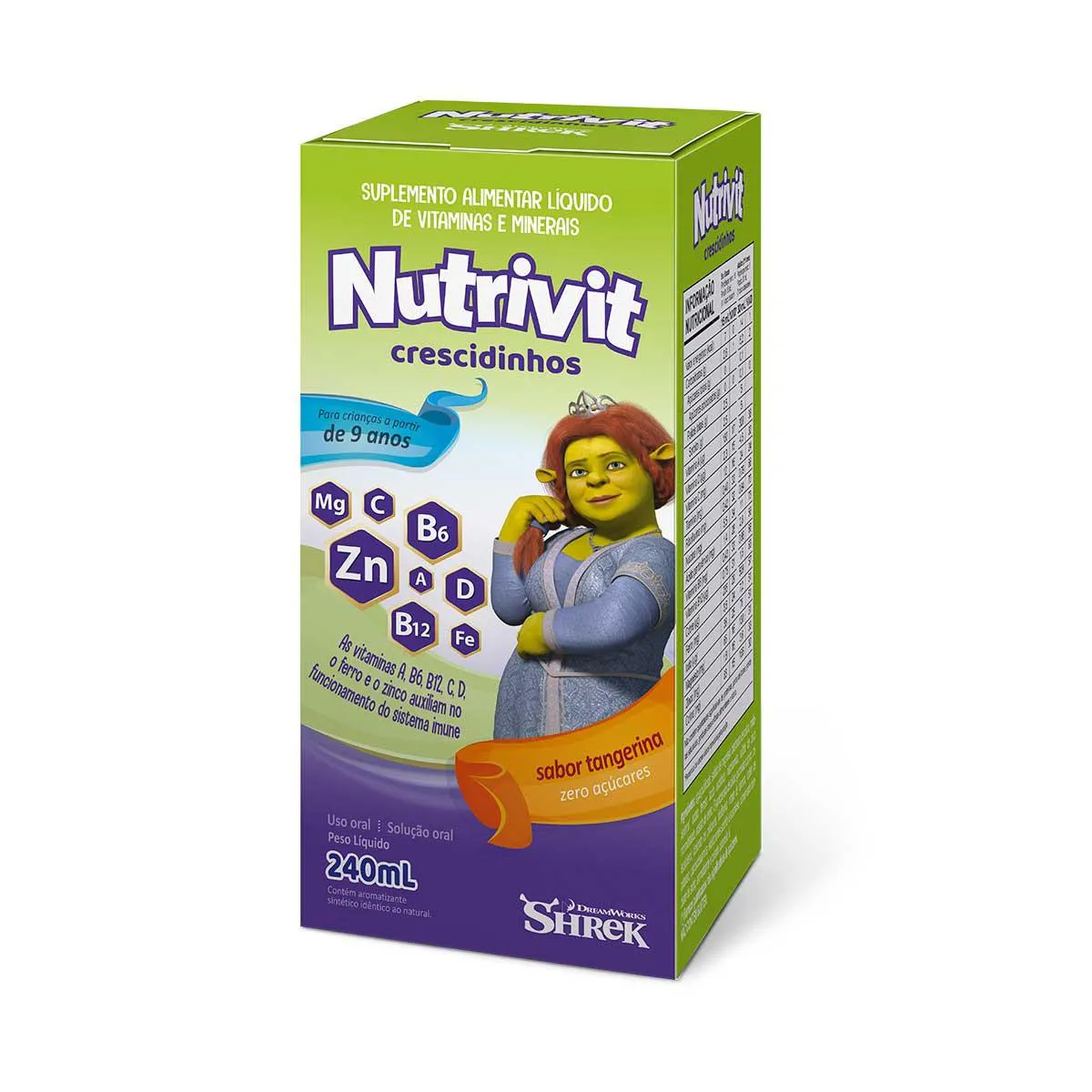 Polivitamínico Nutrivit Crescidinhos Shrek Tangerina Infantil 240ml