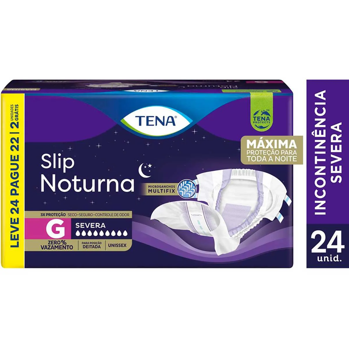 Fralda Geriátrica Unissex Tena Slip Noturna G Absorção Intensa 24 unidades