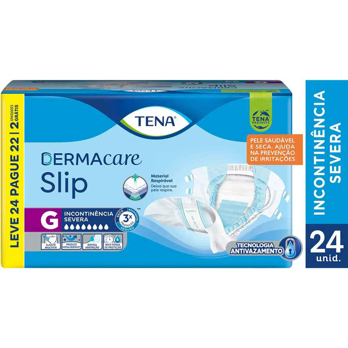 Fralda Geriátrica Tena Dermacare Slip G Absorção Intensa 24 unidades