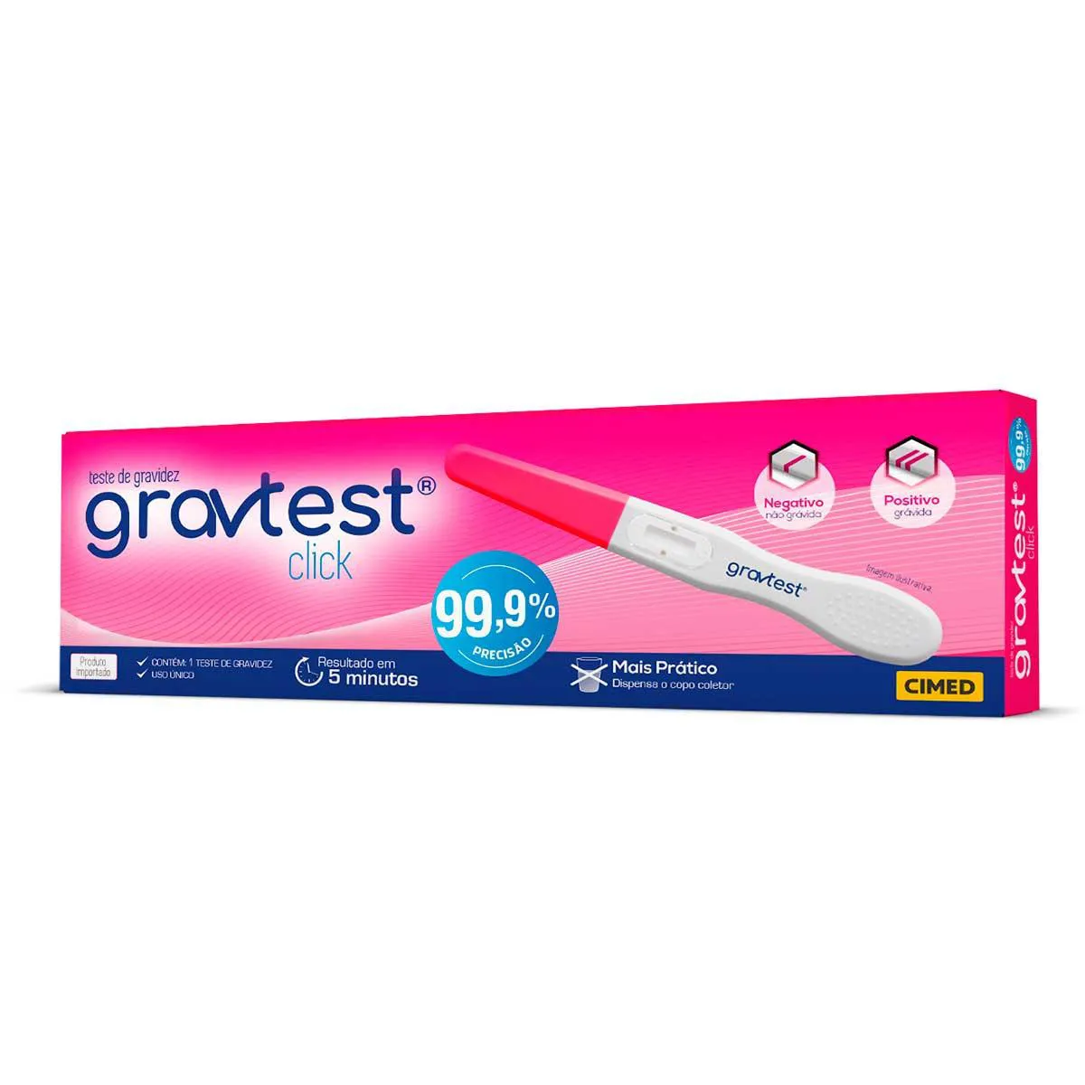 Teste de Gravidez Gravtest Click Cimed 1 unidade