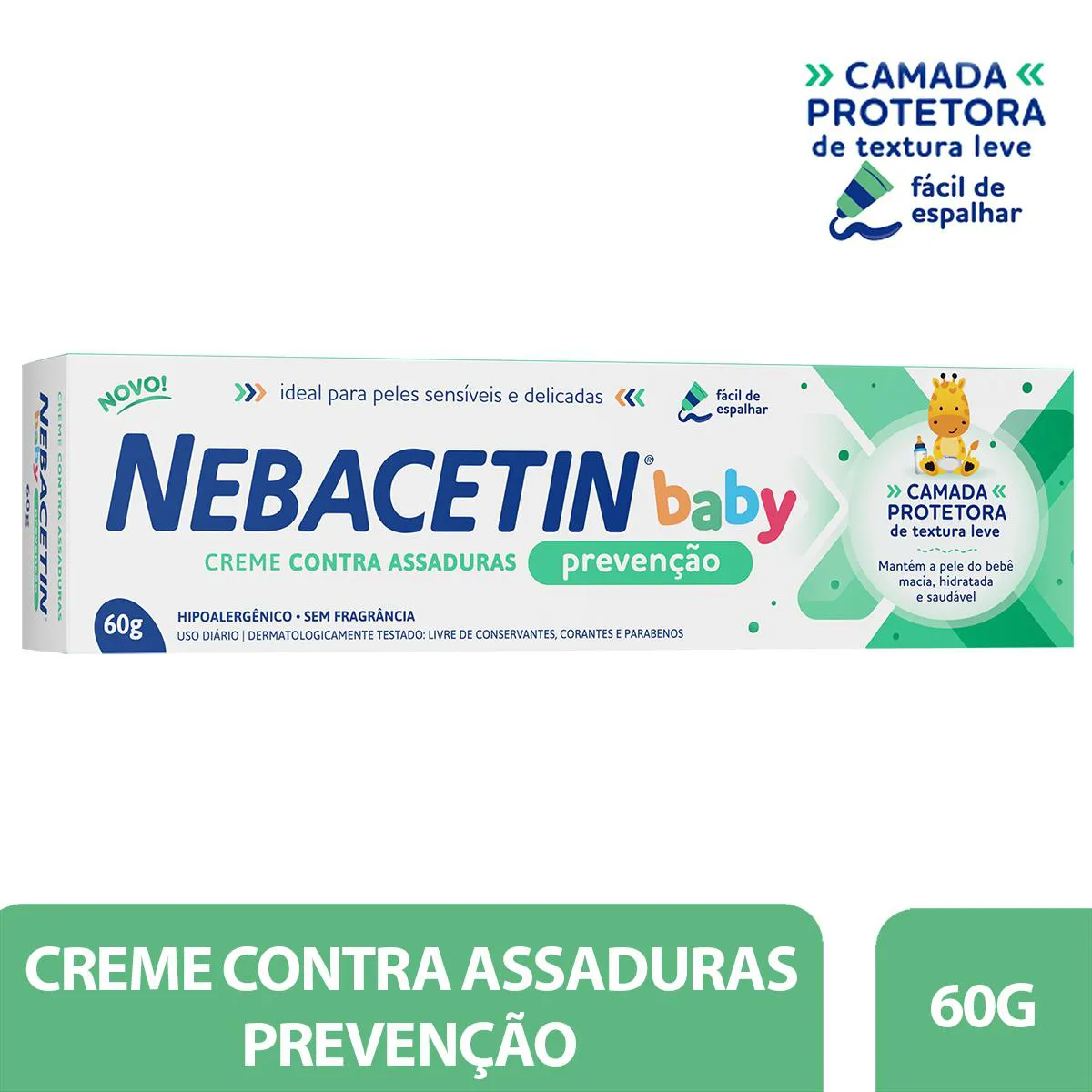 Creme contra Assaduras Nebacetin Baby Prevenção 60g: preço | Droga Raia