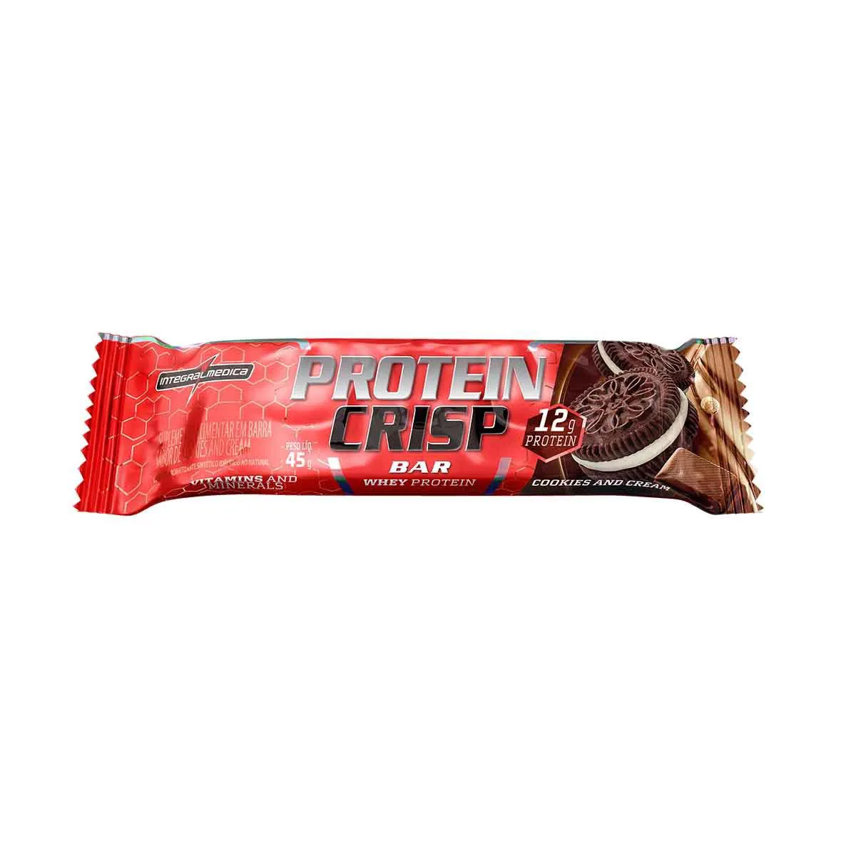 Barra de Proteína Whey Protein Crisp Bar Integralmedica Cookies and Cream 45g