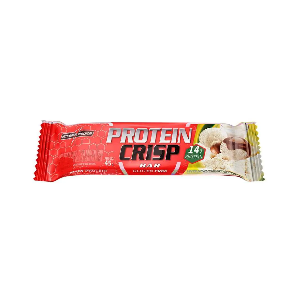 Barra de Proteína Whey Protein Crisp Bar Integralmedica Leite Ninho com Creme de Avelã 45g