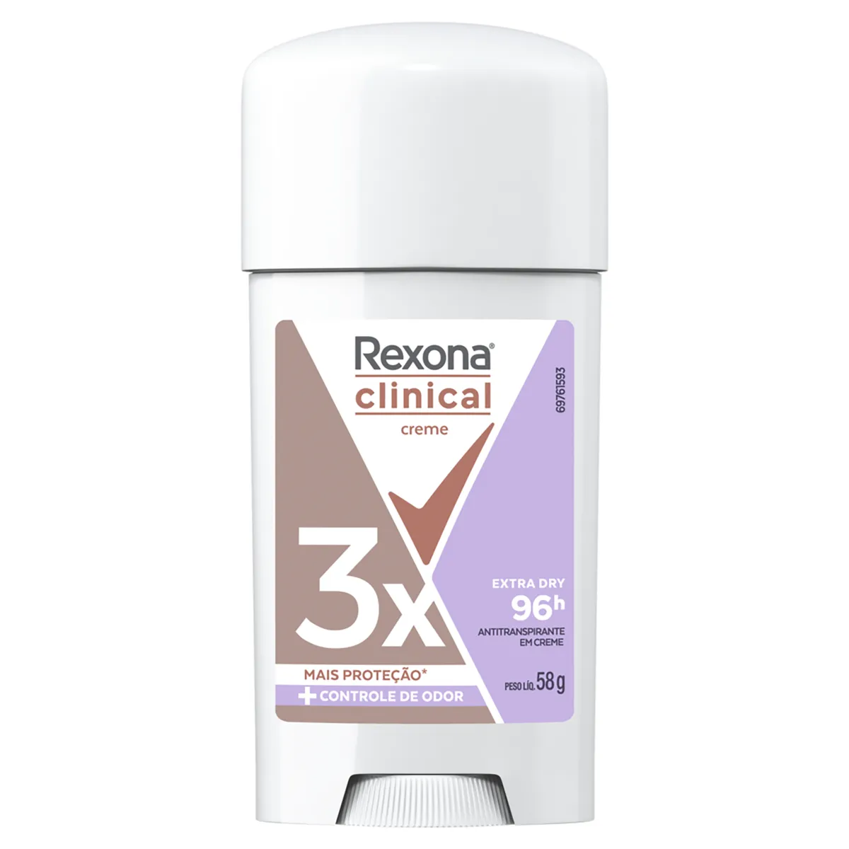 Desodorante Antitranspirante Stick Creme Rexona Clinical Extra Dry Feminino 96h 58g