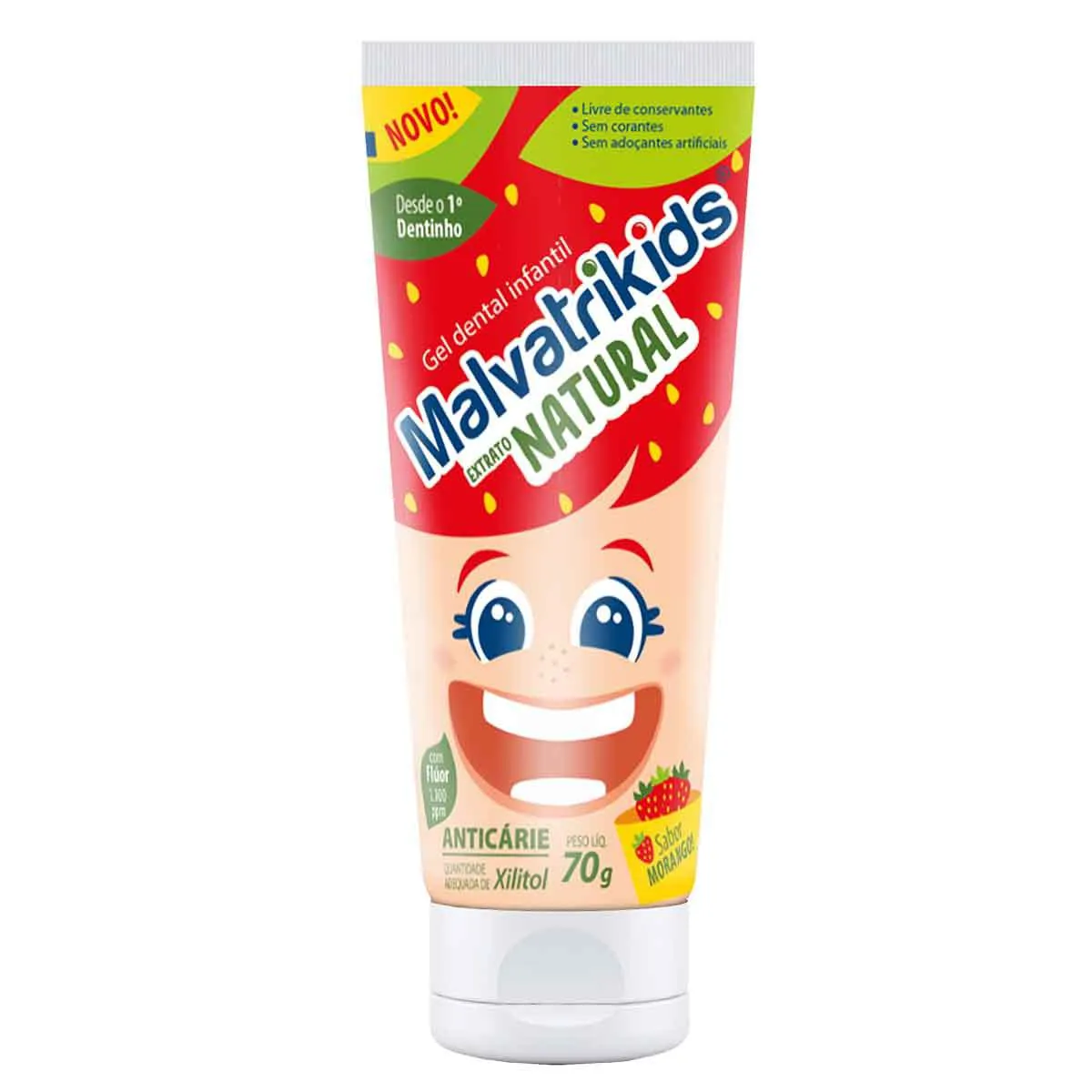 Gel Dental Infantil Malvatrikids Natural Sabor Morango 70g