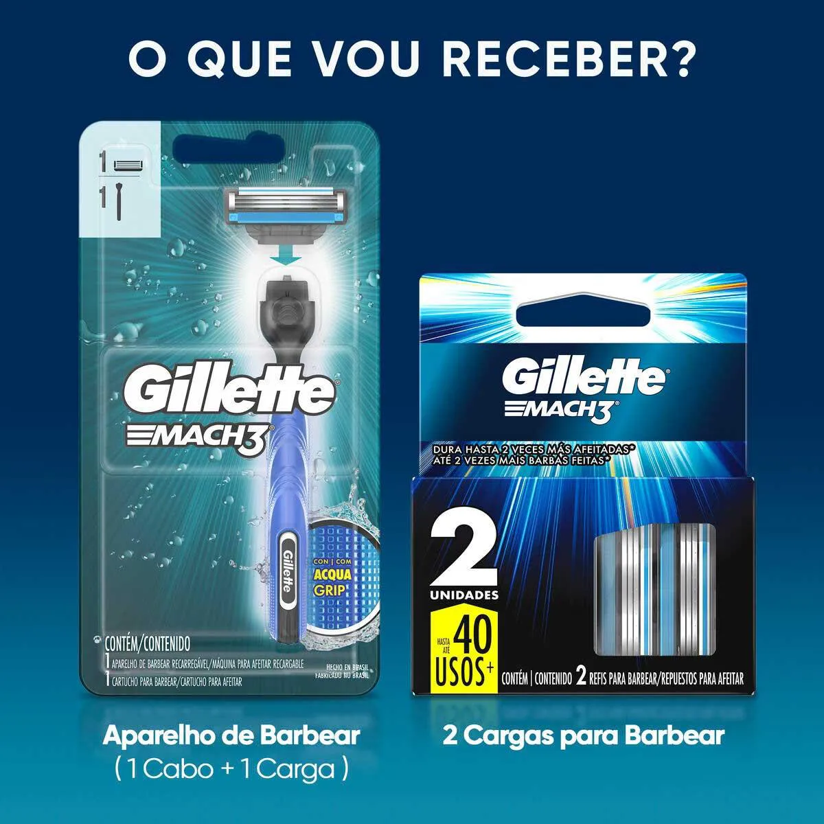Kit Gillette Mach3 Acqua Grip 1 aparelho + 2 cargas: Oferta