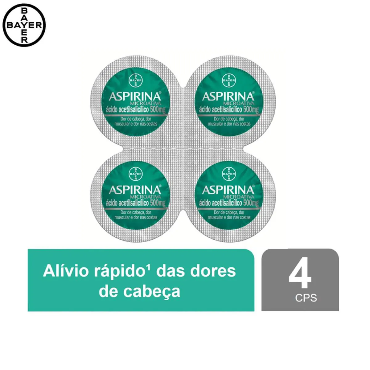 Aspirina Microativa Ácido Acetilsalicílico 500mg 4 comprimidos