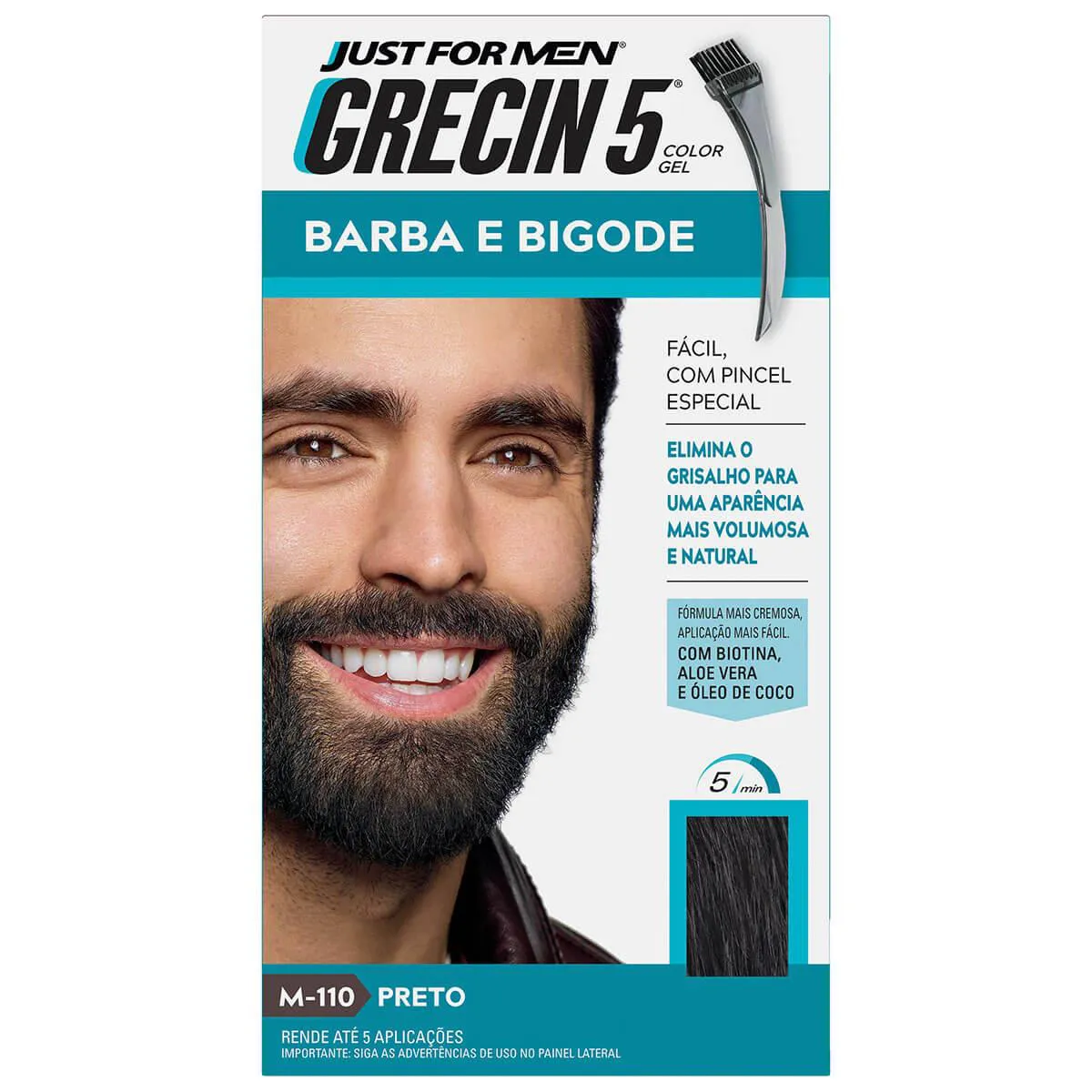 Tonalizante Grecin Just For Men Color Gel Barba e Bigode - Preto