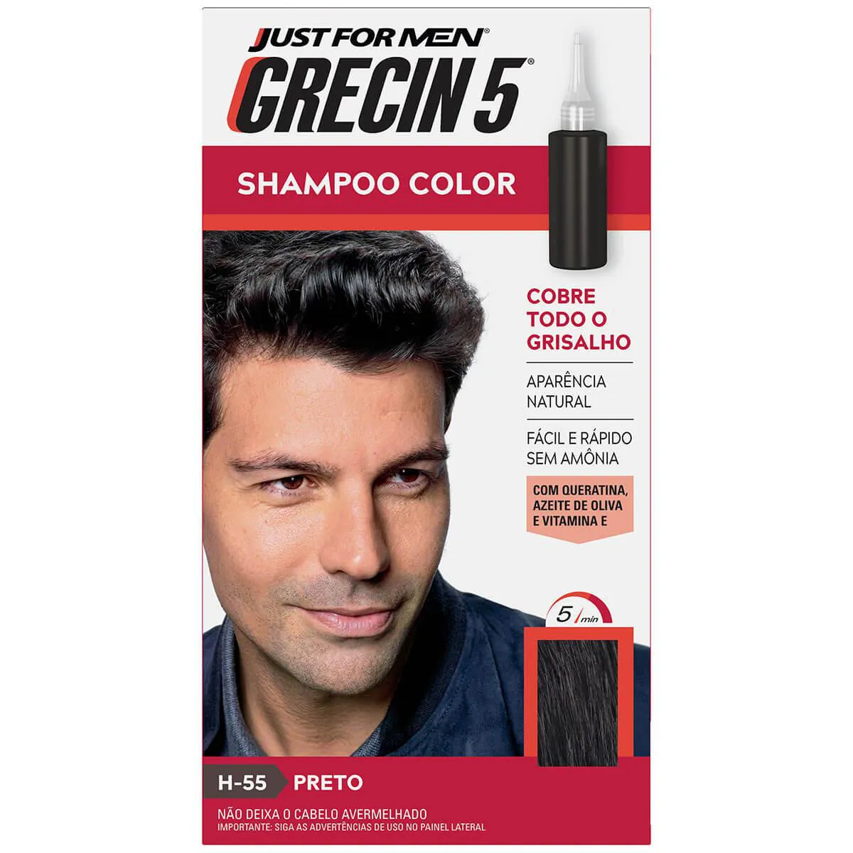 Shampoo Tonalizante Grecin Masculino - Preto