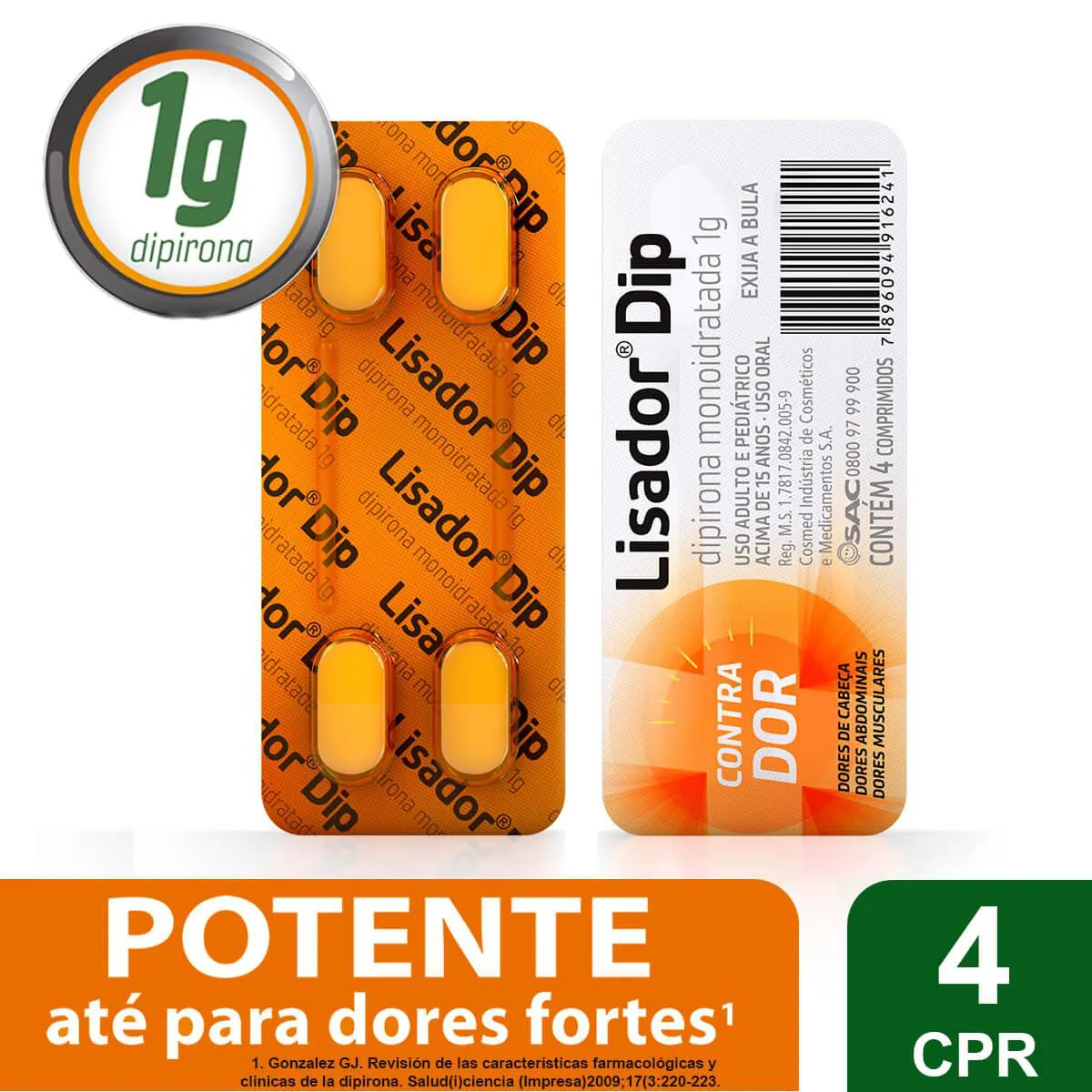 Lisador Dip 1g com 4 comprimidos - O que é e para que serve | Droga Raia