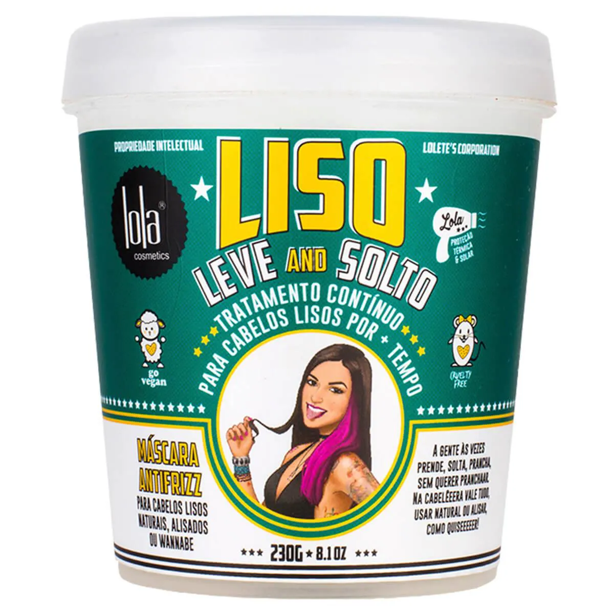 Máscara Capilar Liso, Leve e Solto Lola Cosmetics com 230g