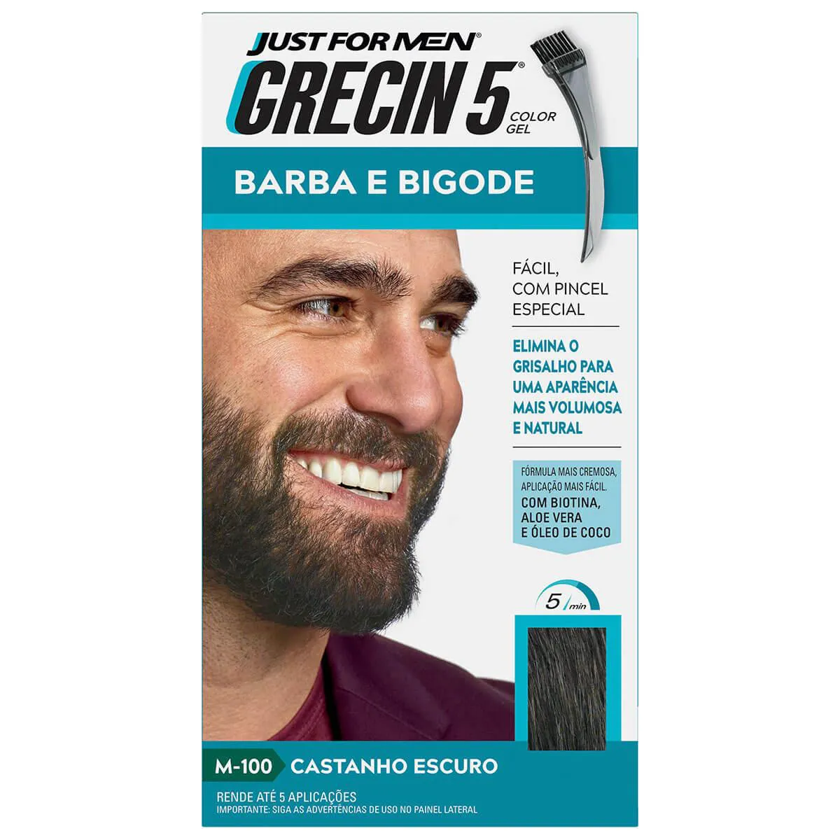 Tonalizante Grecin Just For Men Color Gel Barba e Bigode - Castanho Escuro