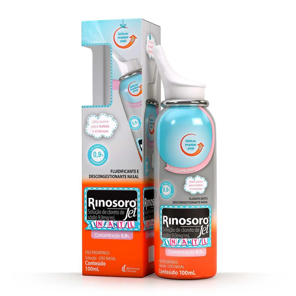 Rinosoro Jet Infantil 0,9% Descongestionante Spray Jato Suave 100ml