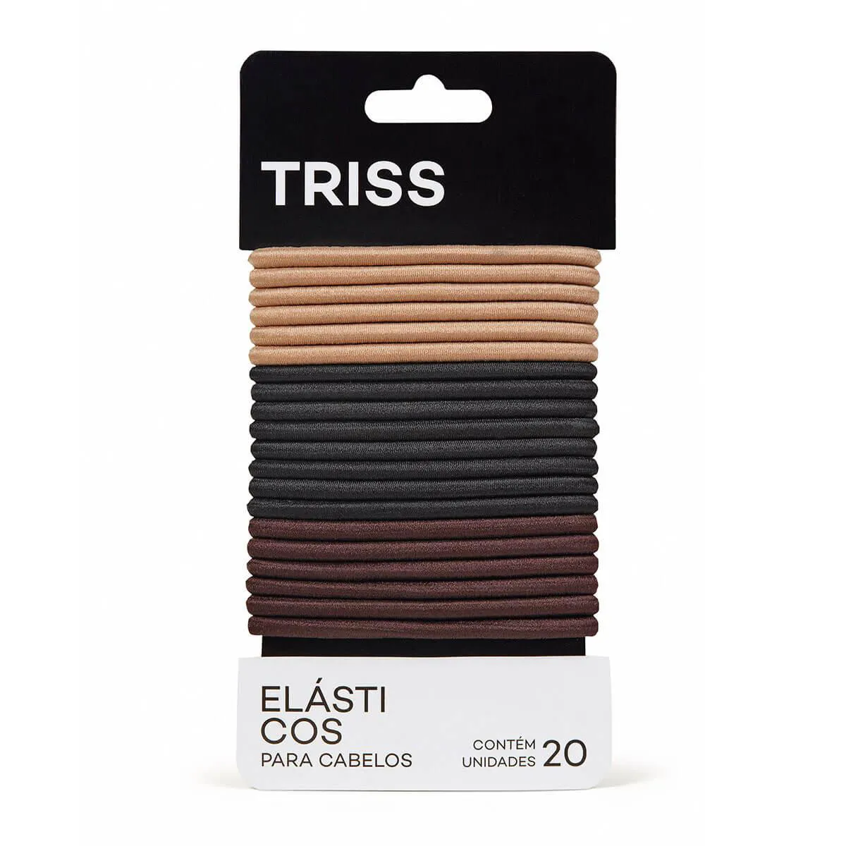 Elástico para Cabelo Triss/Needs Cores Preto, Marrom e Bege com 20 unidades