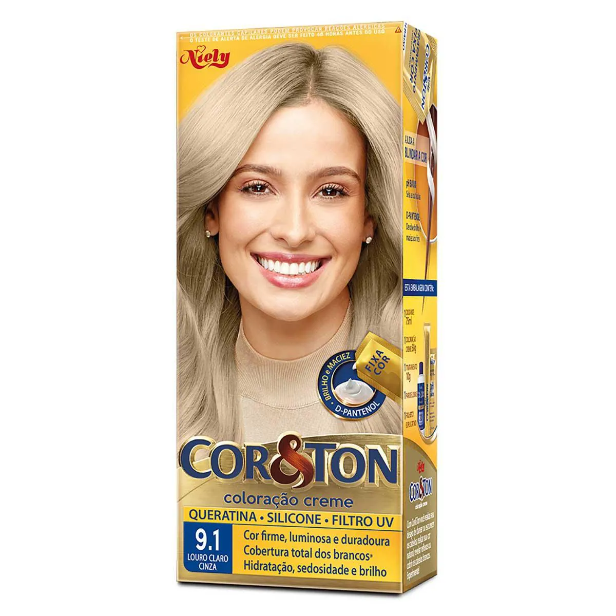 Tintura Cor&Ton Niely 9.1 Louro Claro Cinza com 1 Unidade | Droga Raia