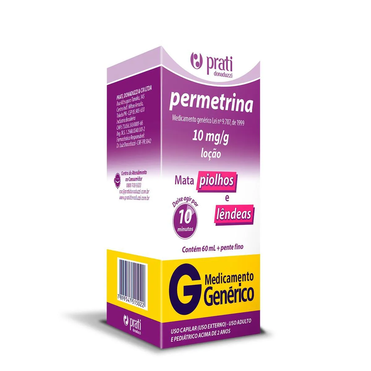 Permetrina 10mg/g Loção 60ml Prati Donaduzzi Genérico