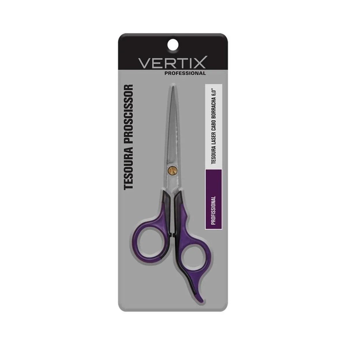 Tesoura de Cabelo Vertix Laser Cabo Borracha 60 - 1 unidade