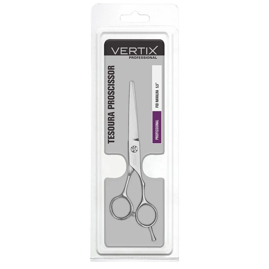 Tesoura de Cabelo Vertix Ergonômica Fio de Navalha Inox 55 - 1 unidade