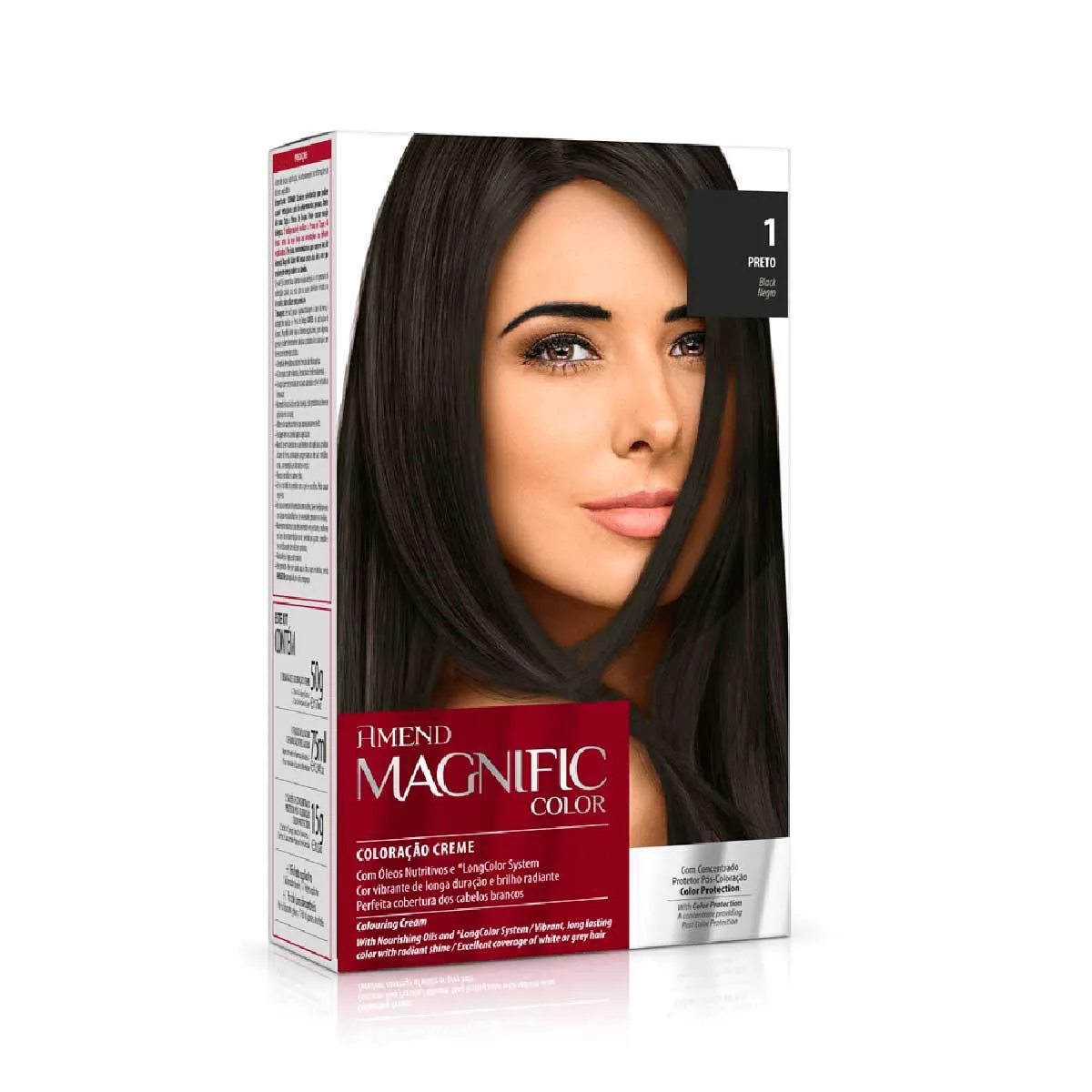 Tinta de Cabelo Permanente Amend Magnific Color Creme - 1 Preto