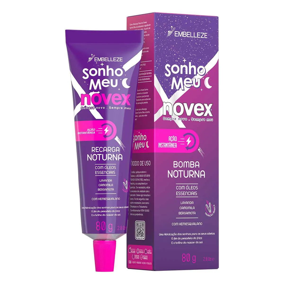 Máscara de Cabelo Hidratante Novex Sonho Meu Recarga Noturna com Óleos Essenciais 80g