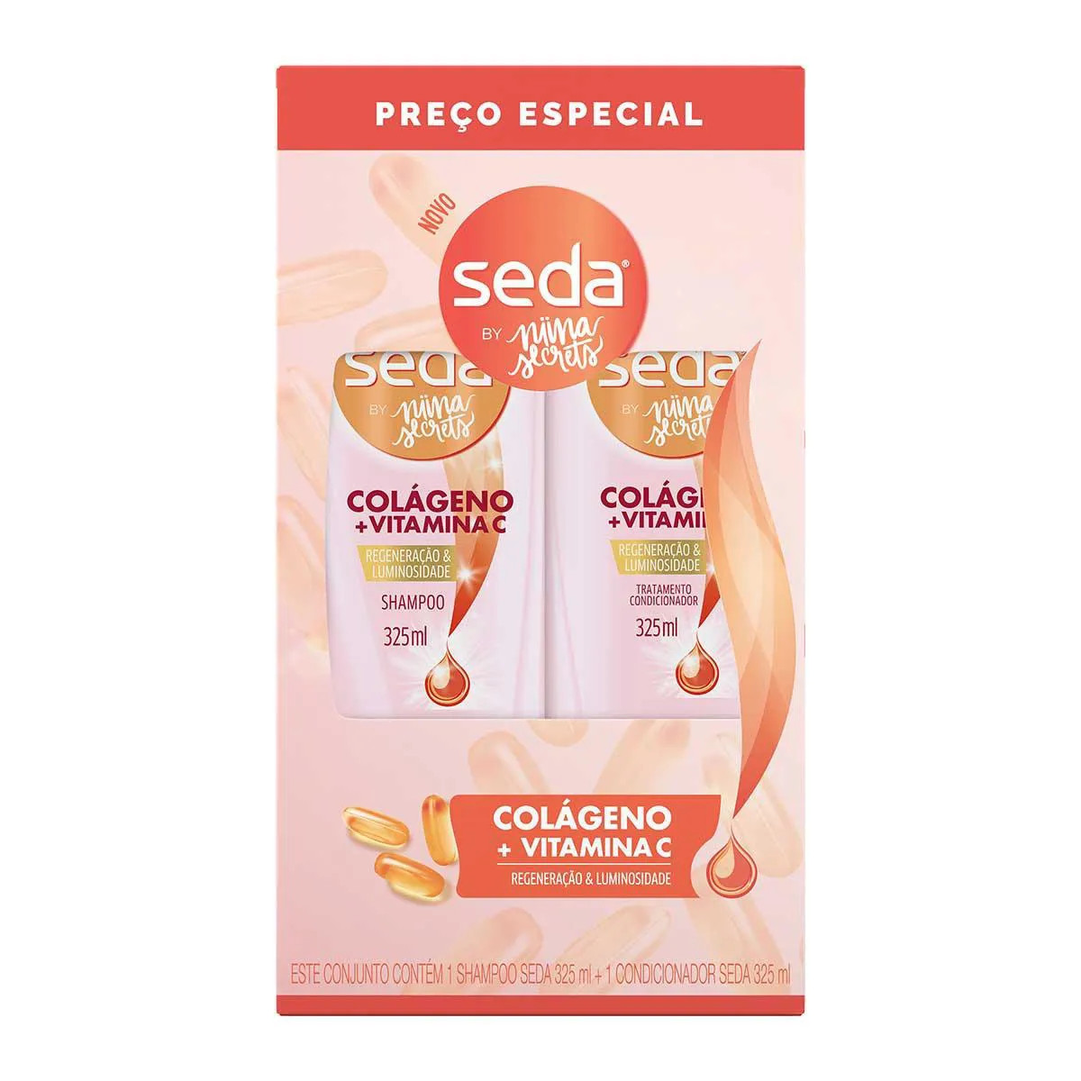 Kit Seda by Niina Secrets Colágeno e Vitamina C Shampoo 325ml + Condicionador 325ml