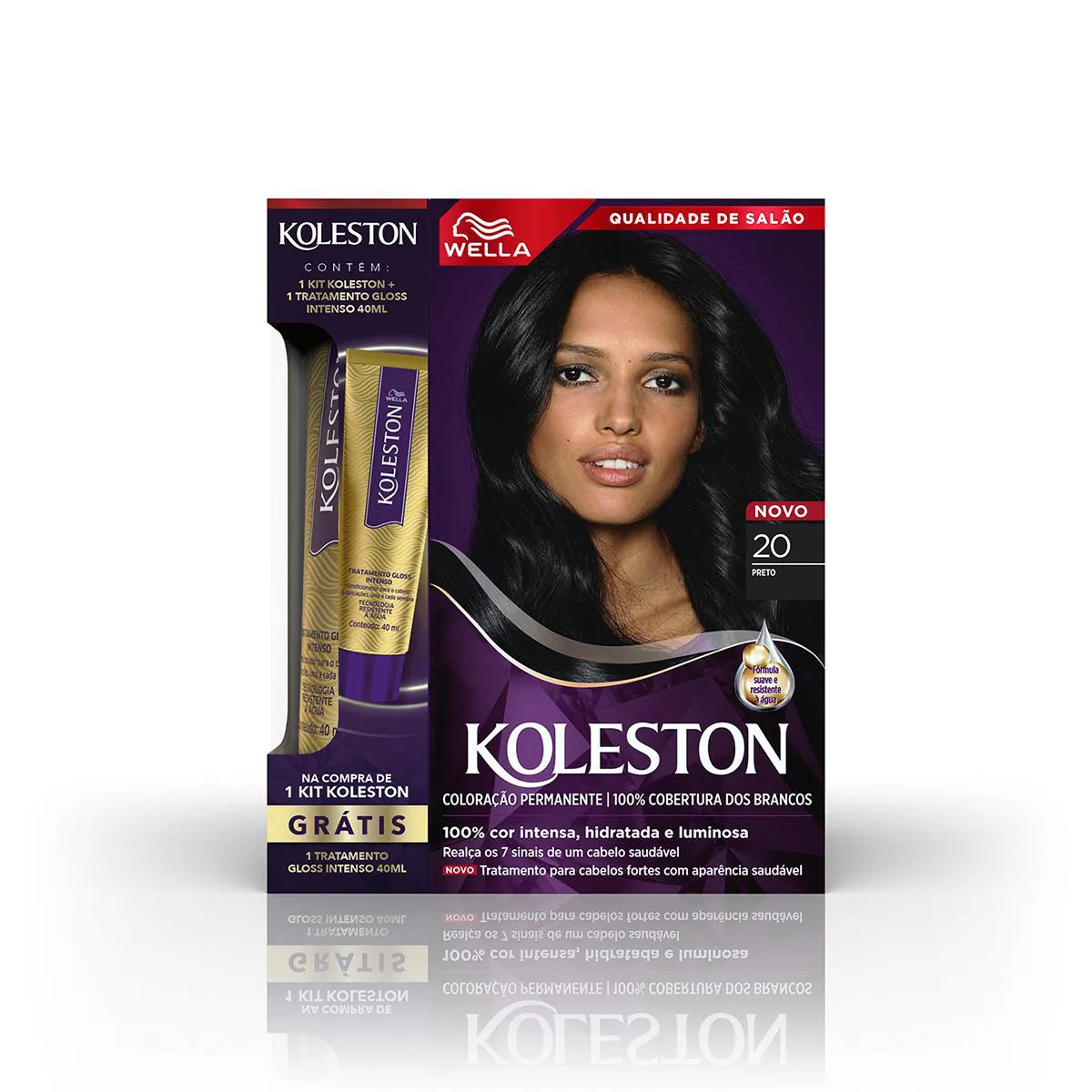 Kit Tintura Permanente Koleston Preto 20 + Tratamento Gloss Intenso 40ml