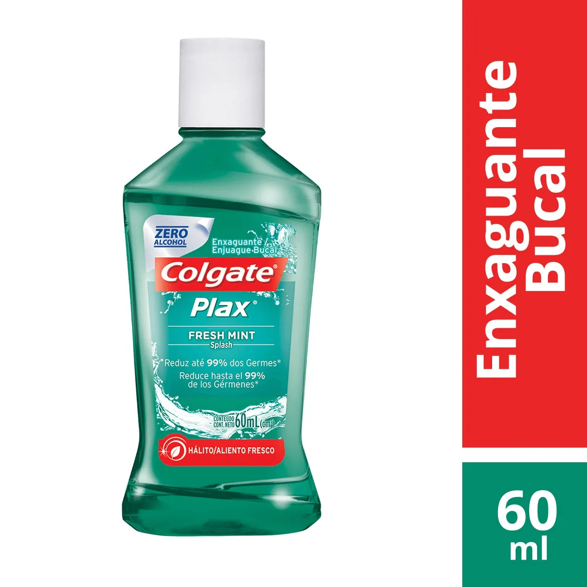 Enxaguante Antisséptico Bucal Colgate Plax Fresh Mint Sem Álcool com 60ml