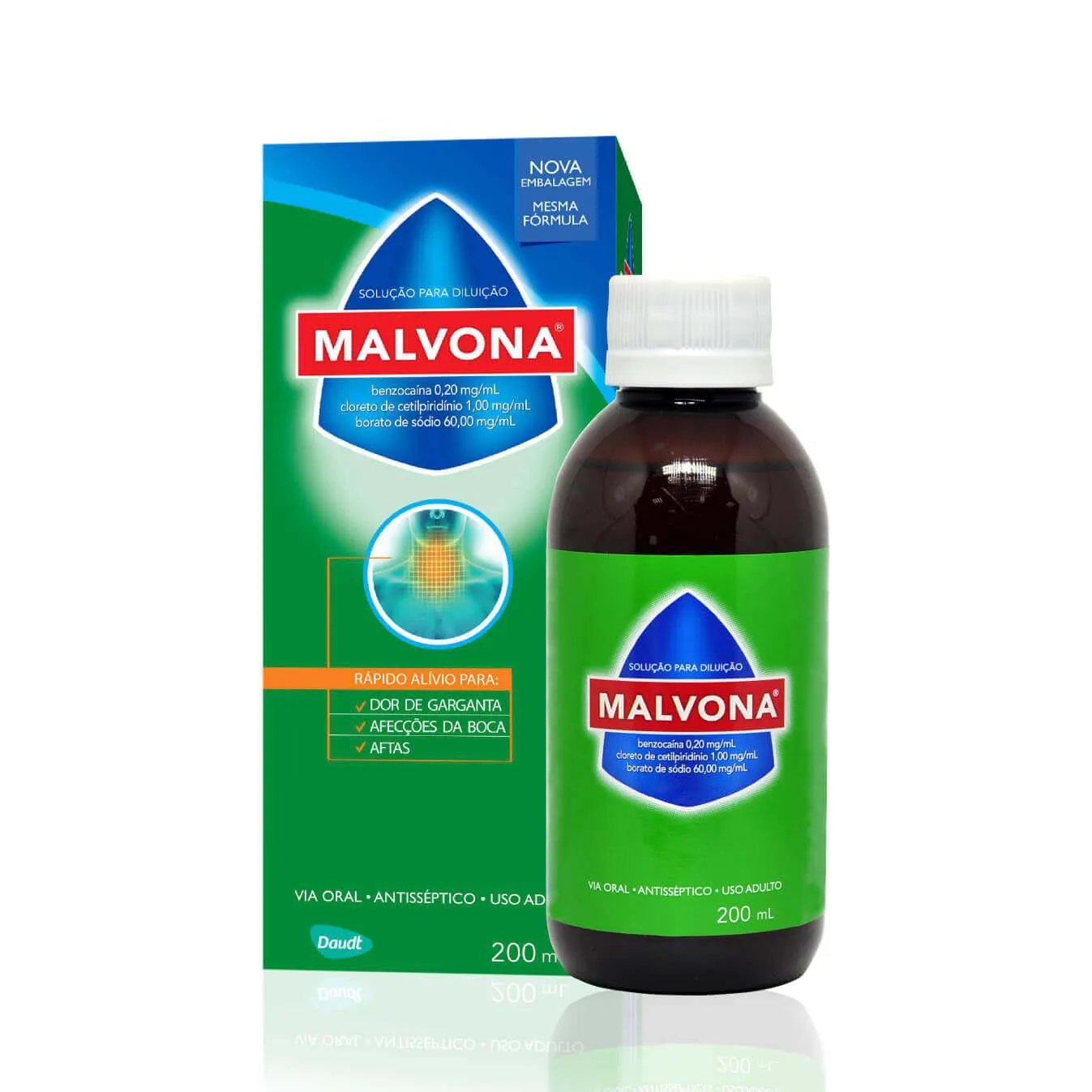 Solução Antisséptica Bucal Malvona com 200ml