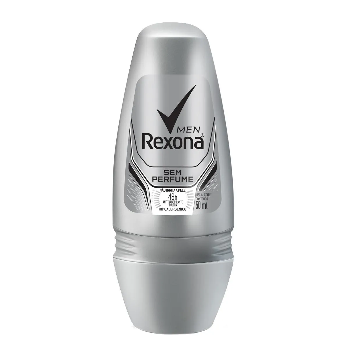 Desodorante Antitranspirante Roll-On Rexona Men 48h Hipoalergênico Sem Perfume Sem Álcool 50ml