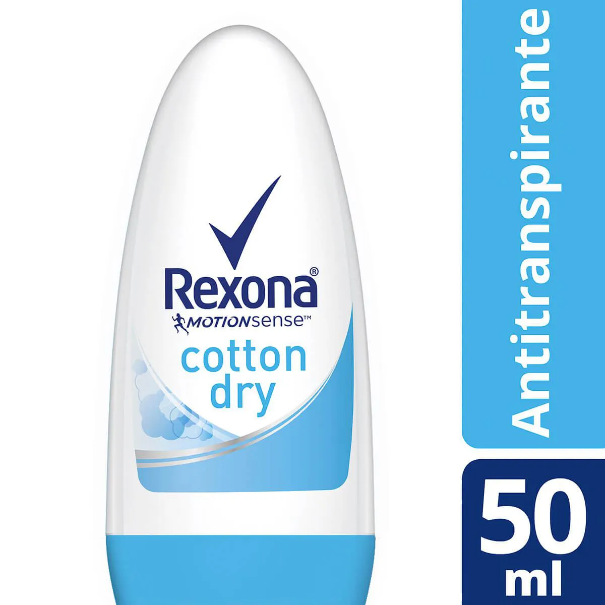 Desodorante Antitranspirante Roll-On Rexona Cotton Dry Feminino 48h Sem Álcool 50ml