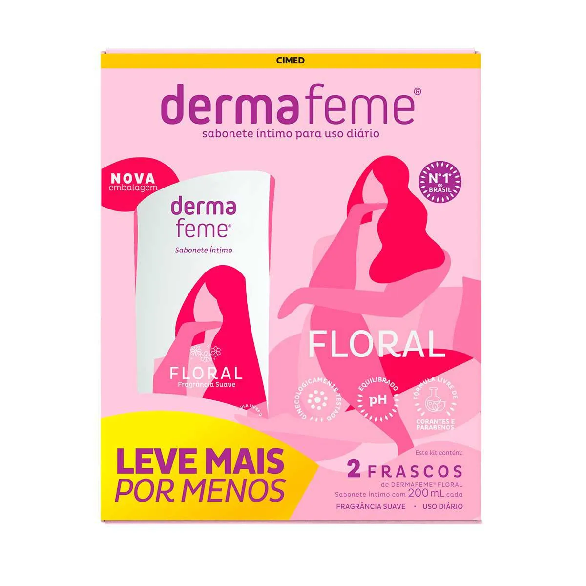 Kit Sabonete Líquido Íntimo Dermafeme com 2 unidades de 200ml