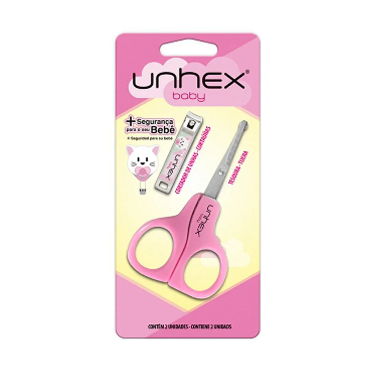 Kit para Unhas Merheje Unhex Baby Rosa com Tesoura + Cortador de Unhas