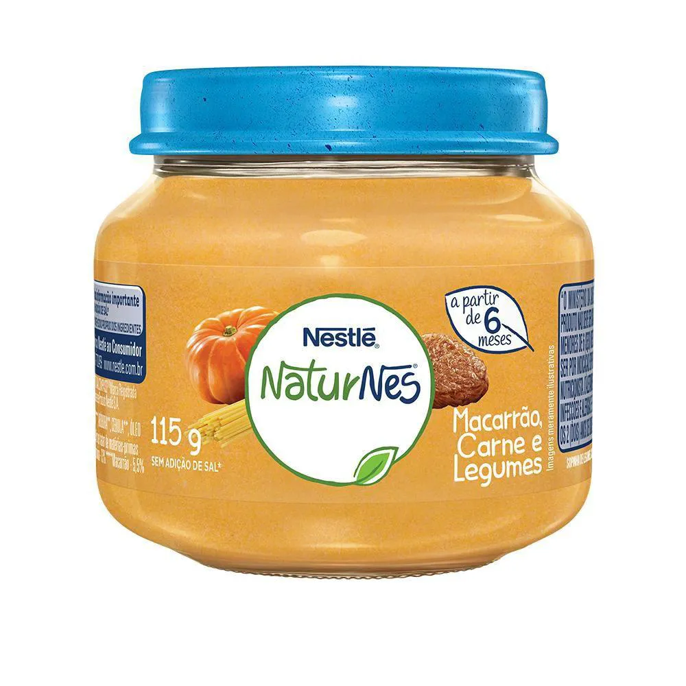 Papinha Nestlé Naturnes Sabor Macarrão, Carne e Legumes com 115g