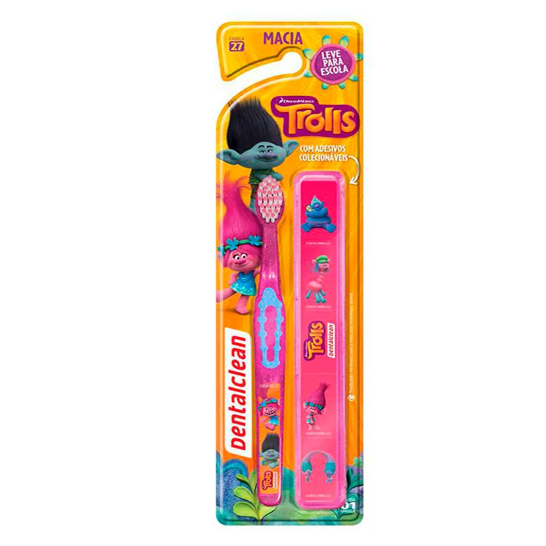 Escova de Dente Infantil Dentalclean Trolls 3+ Anos Macia com 1 unidade