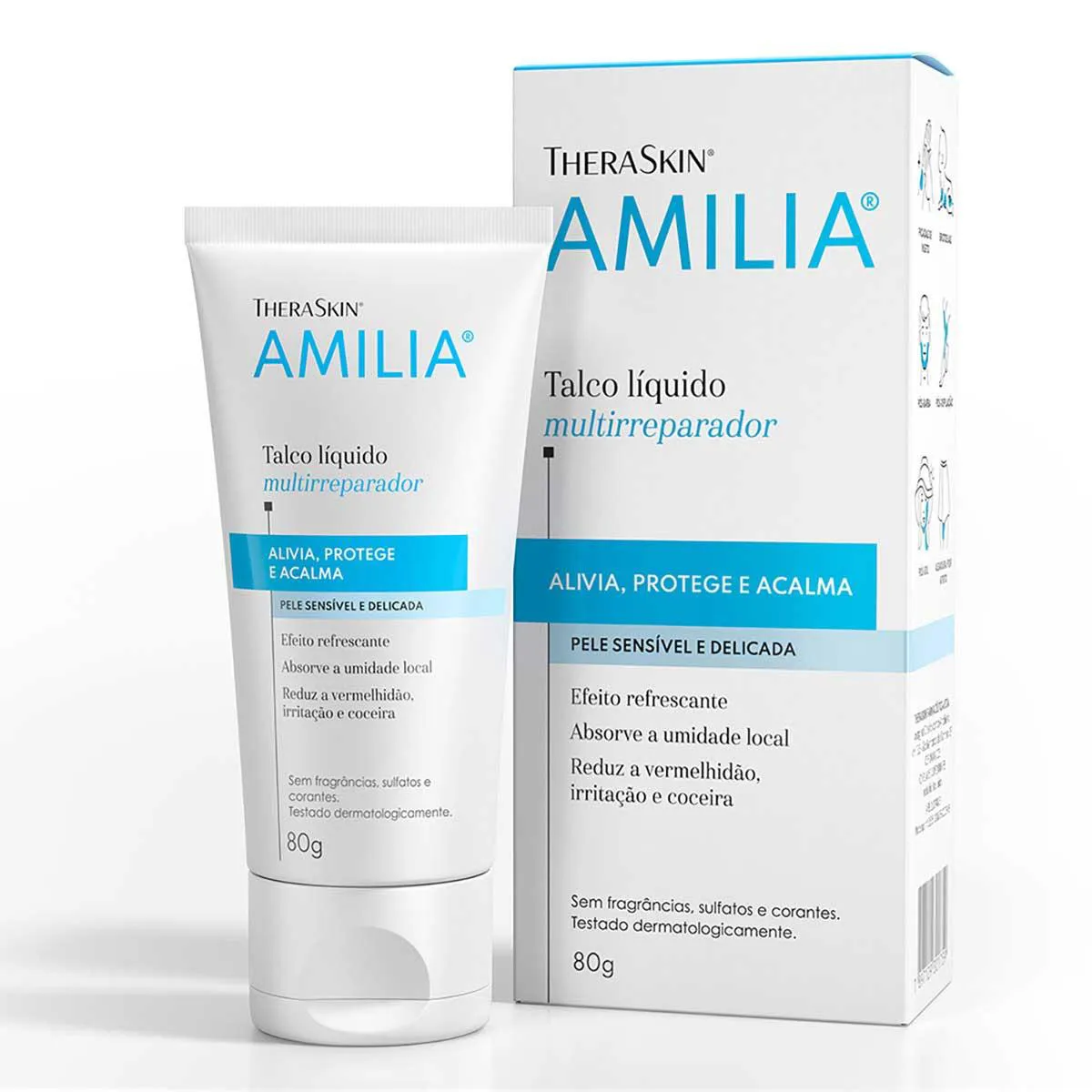 Talco Líquido Thera Skin Amilia Multirreparador Tripla Ação Pele Sensível e Delicada 80g