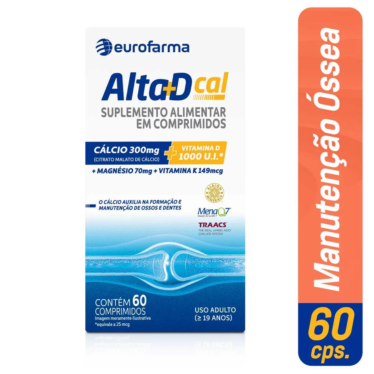 Cálcio 300mg + Vitamina D 1000UI Alta D Cal 60 comprimidos