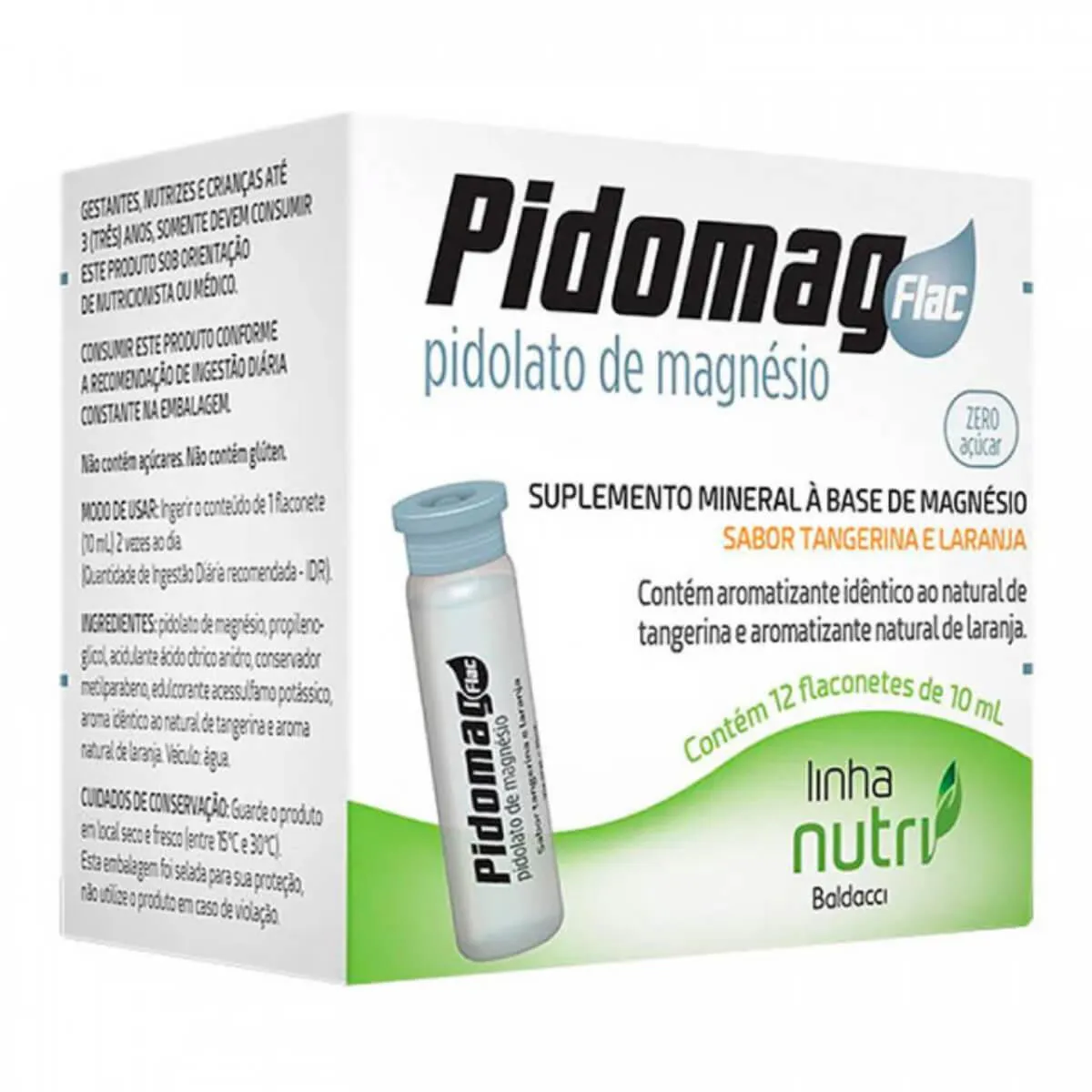 Pidolato de Magnésio Pidomag Flac Tangerina e Laranja 12 flaconetes de 10ml