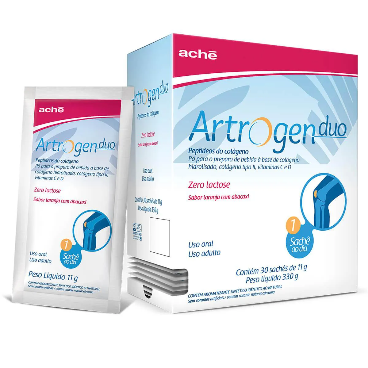 Colágeno Artrogen Duo Sabor Laranja com Abacaxi - 30 Sachês de 11g cada