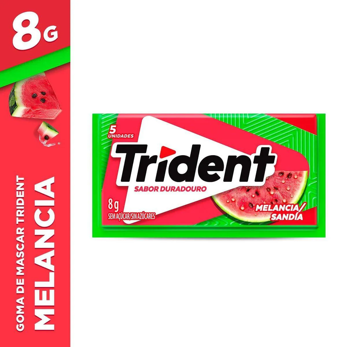 Trident Chiclete Sem Açúcar Sabor Melancia com 5 unidades