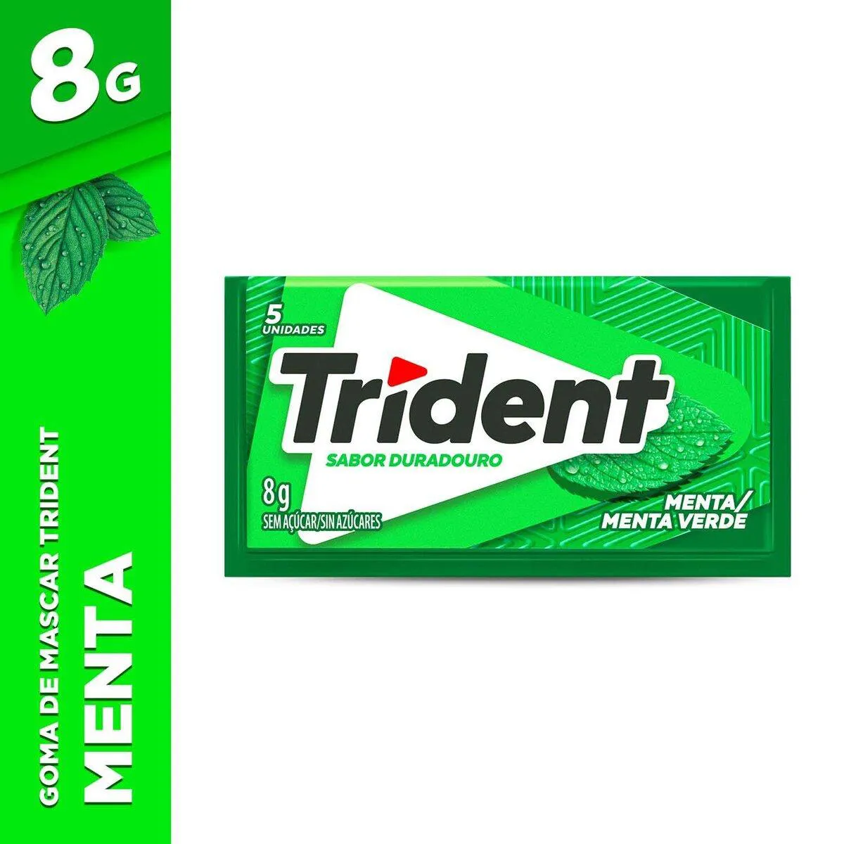 Trident Chiclete Sem Açúcar Sabor Menta com 5 unidades