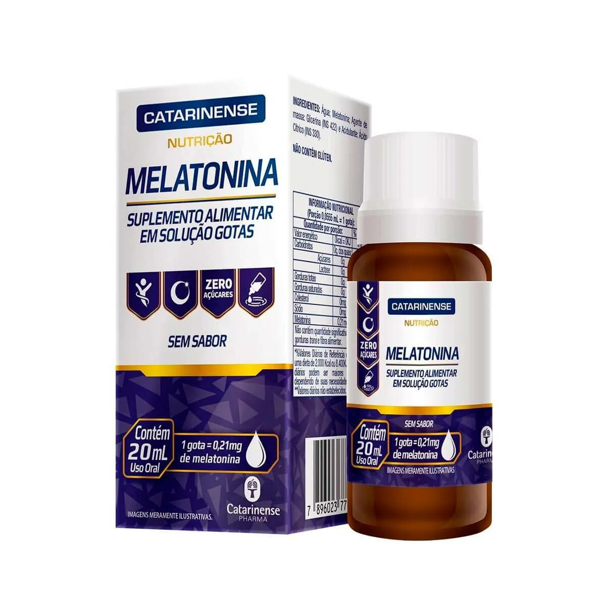 Suplemento Alimentar Melatonina Catarinense Nutrição 0,21mg Sem Sabor 20ml