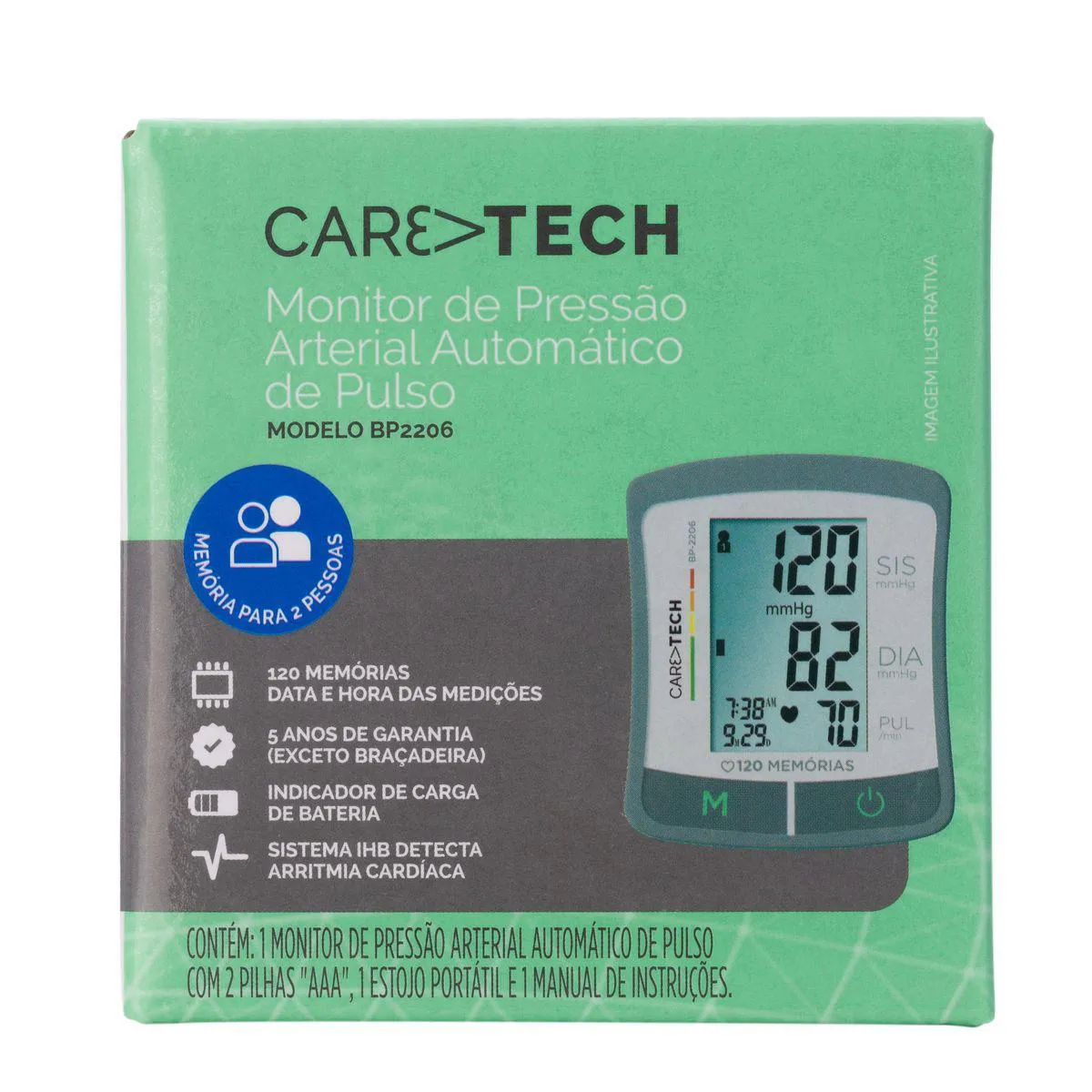 Monitor de Pressão Arterial de Pulso Caretech com 1 unidade