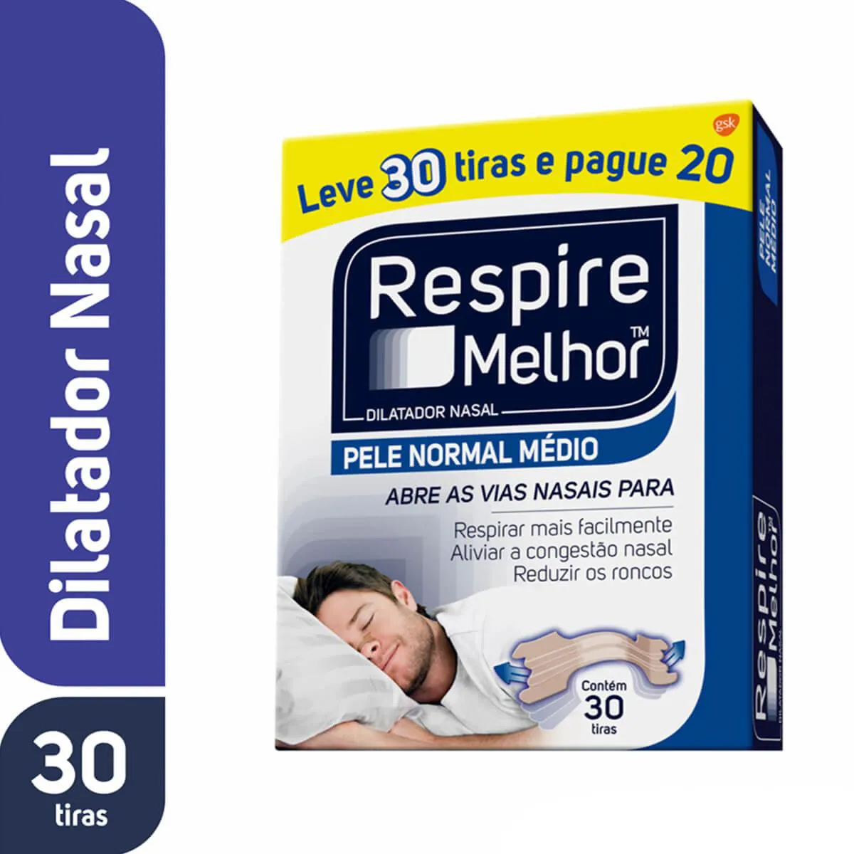 Dilatador Nasal Respire Melhor Pele Normal Médio 30 unidades