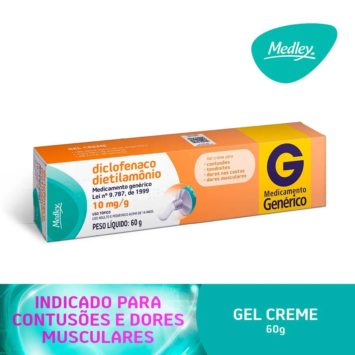 Diclofenaco Dietilamônio 10mg/g Medley Gel Creme com 60g