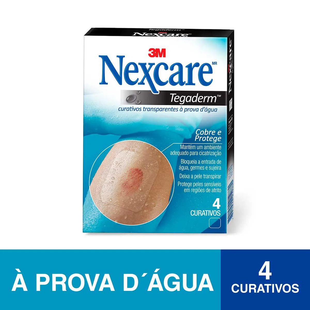 Curativo Grande 3M Nexcare Tegaderm sem Pad Transparente com 4 Unidades