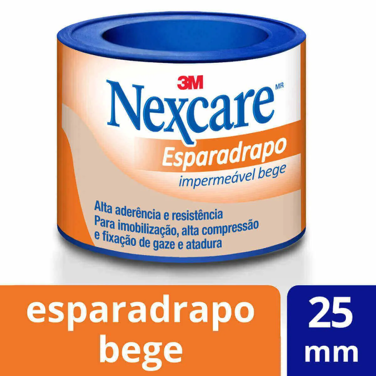 Esparadrapo Impermeável Nexcare Bege de 25mm x 0,9m com 1 unidade