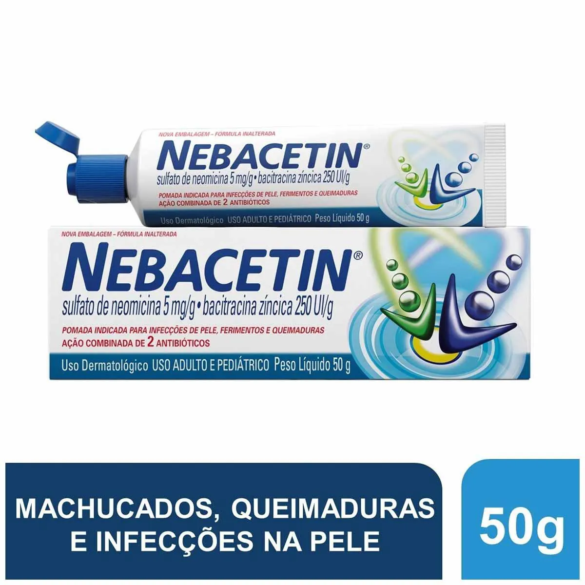 Nebacetin 250UI/g + 5mg/g Pomada 50g